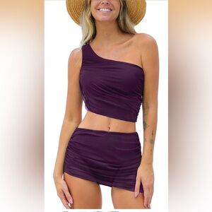 Cupshe Purple One-Shoulder Swim Coverup